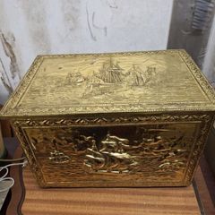 Vintage brass coal scuttle