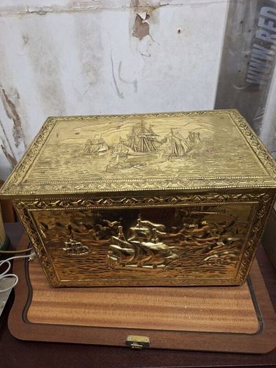 Vintage brass coal scuttle