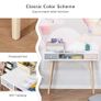 Kids Wooden Study Table Writing Desk with Drawer Ergonomic 39 x 19 x 30 White and Pink Image 4