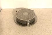 Vintage Silver Plated Coasters + Holder