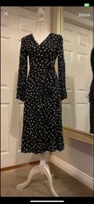 Dress navy Lemon flowers 10/12 wrap dress