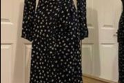 Dress navy Lemon flowers 10/12 wrap dress