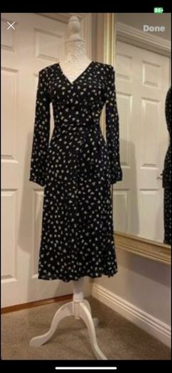 Dress navy Lemon flowers 10/12 wrap dress