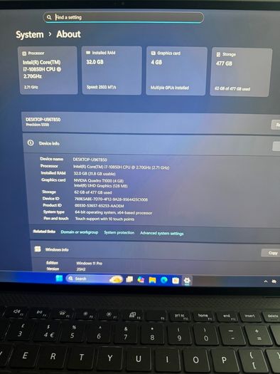 Dell Precision 5550 Laptop i7/32GB/512SSD/4KOled/Nvidia
