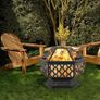 NEW SALE | 70cm Metal Outdoor Fire Pit - Large Bonfire Wood Burning Patio & Outdoor Fireplaces Backyard Firepit For Outside With Spark Screen And Round Fireplace Cover Image 5
