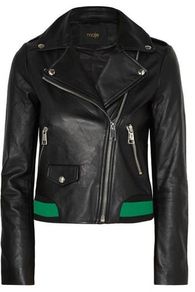 Maje black leather biker jacket - size S