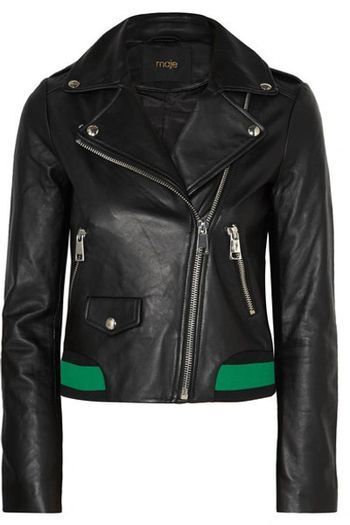 Maje black leather biker jacket - size S