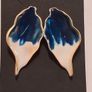Irregular Navy Ombre White Gold Leaf Stud Earrings Image 2