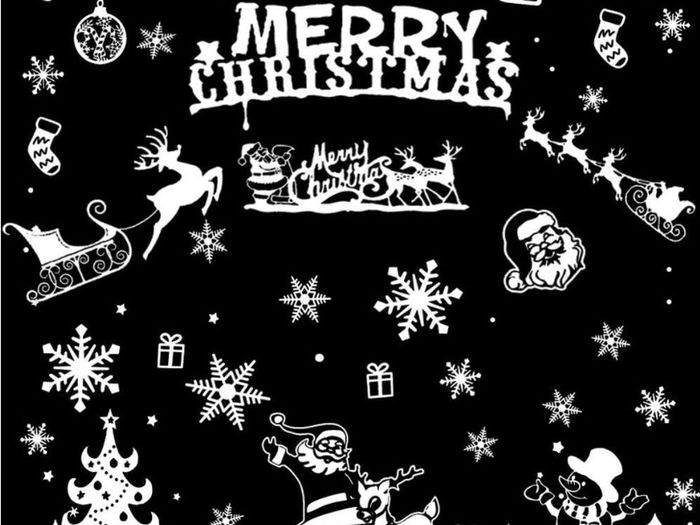 104 Static Snow Flakes Stickers Merry Christmas Snowflakes Window Clings for Xmas Window Display - Static PVC Stickers (FREE POSTAGE)
