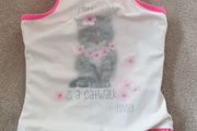 Girls 2-3 Kitten swimsuit pink and white