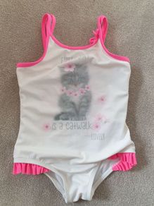 Girls 2-3 Kitten swimsuit pink and white
