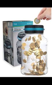 Money counting savings jar