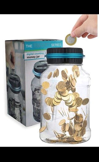 Money counting savings jar