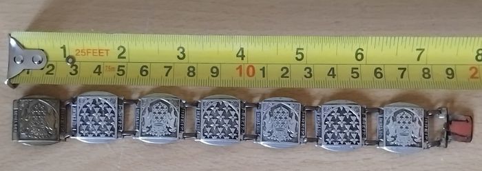 Mixed lot 3 bracelets 1x 925 silver glass bead, 1x Mexican Alpaca bangle (damaged) & 1x Britanny tourist crest bracelet FREEPOST