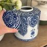 Blue and White Ceramic Jar Image 2