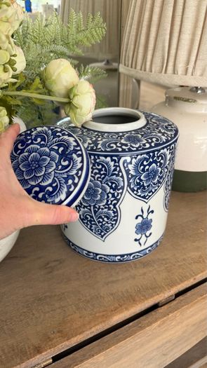 Blue and White Ceramic Jar