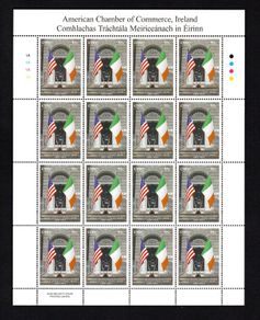 2011 Ireland 50th Anniversary of the American Chamber of Commemorative Stamp Sheetlet Plate 1A1A1A1A Mint Never Hinged (MNH)