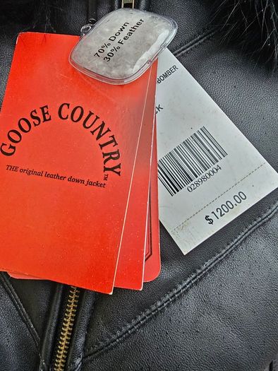 Goose country Leather down filled jacket xl bnwt super warm
