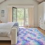 Small Soft Fluffy Tie-Dyed Shag Carpet, Non-Slip Washable Rug for Bedroom, Dorm, Kids Room, Lounge, Teal Purple, 90x150 cm Image 3
