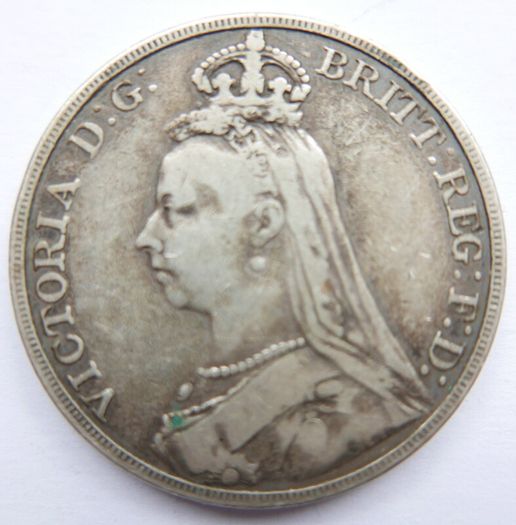 1889 Silver Crown Coin - British Queen Victoria Jubilee Head