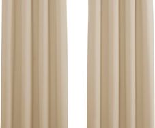 NEW SALE | Beige Thermal Curtains - Eyelet Short Cream Curtains Room Darkening & Noise Reducing Curtain Panels for Kitchen Bedroom, 2 PCs, Wide 46 inch by Drop 54 inch
