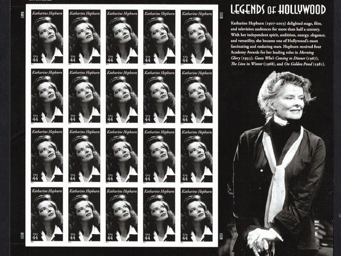 2010 USA Legends of Hollywood Katharine Hepburn Commemorative Stamp Sheet of 20 Plate BII Mint Never Hinged (MNH)