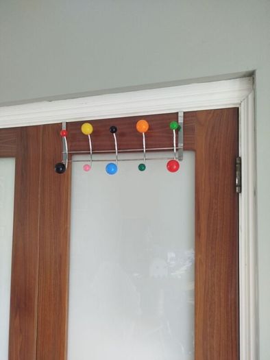 Vintage Mid-Century Style "Hang-It-All" Over-The-Door Coat Rack | Multicolour Ball Hooks