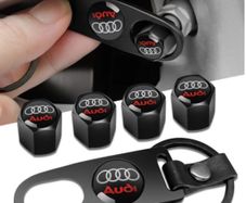 Car Accessories Metal Alloy Wheel Tire Valve Caps With Wrench Keychain For Audi S3 S6 Q3 Q5 Q7 A1 A2 A3 A4 A5 A6 A7 S1 S2 S4 S5 S7 S8