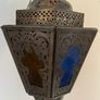 Large Vintage Moroccan Coloured Glass Hanging Lantern Image 3