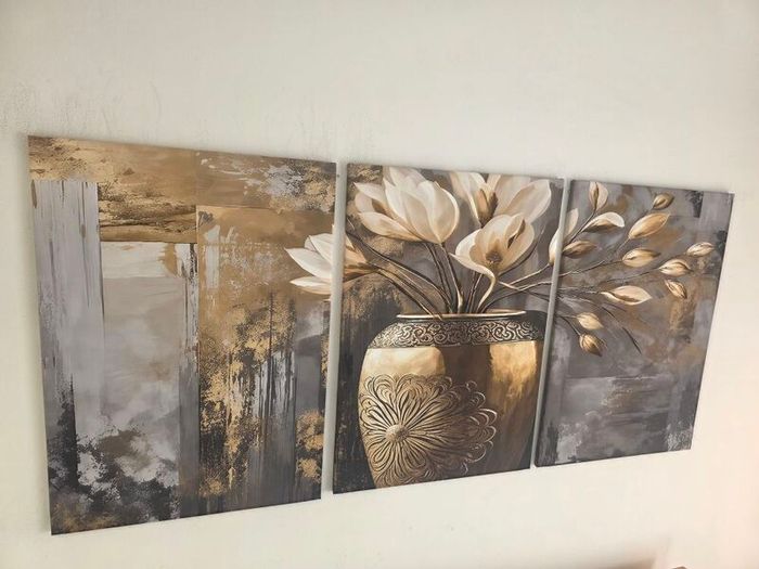 3 large printed canvas  45x65cm each