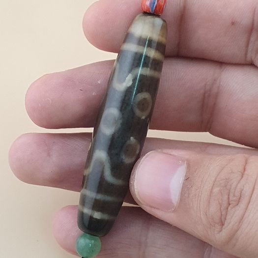 Vintage 7 Eyes Himalayan Tibetan Agate Dzi Bead Amulet