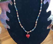 Necklace/Earrings Set - Coloured Pearls
