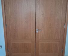 Oak Doors, solid oak frames, architrave and skirting.