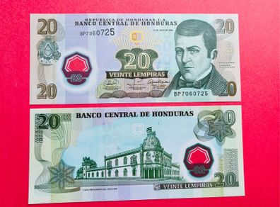 Honduras  20 Lempiras . 2008  POLYMER. PLASTIC     Pick  86d  ( Uncirculated )