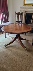 mahogany coffe table and 6 chairs