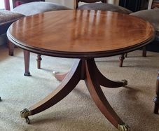 mahogany coffe table and 6 chairs
