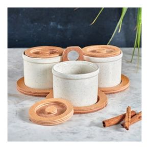 Wooden Spice Set Jar 3 Pcs Set Spice Box Storage Container Table and Counter Top Usage Presentations Kitchen Gift Houseware New