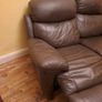 Brown Leather Two Seater Reclining Couch Image 6