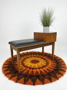 Vintage Retro Mid Century Teak  Bench/Telephone Table