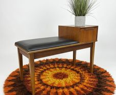 Vintage Retro Mid Century Teak  Bench/Telephone Table