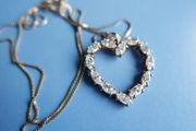 Sterling Silver 925 Pendant Necklace Open Heart with Stones 6,3g - 18"