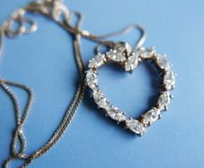 Sterling Silver 925 Pendant Necklace Open Heart with Stones 6,3g - 18"