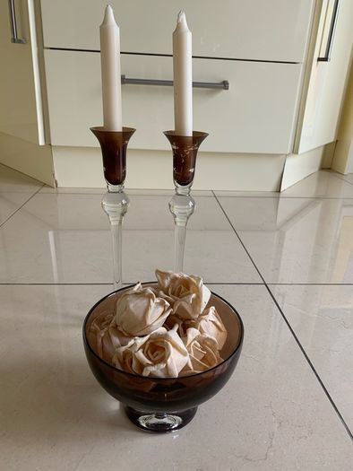 M&S Candlesticks and Bowl