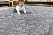 Fluffy Shaggy Rugs Living Room, Large Anti Slip Carpet, Machine Washable Soft Thick Pile Bedside Rug for Kids Bedroom, Nursery - Dark Green, 120 x 160 cm