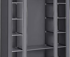 _Canvas Folding Camping Wardrobe Extra Large 175 x 150 x 45 cm Gray