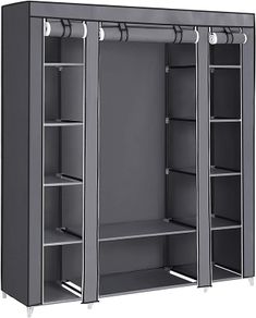 _Canvas Folding Camping Wardrobe Extra Large 175 x 150 x 45 cm Gray
