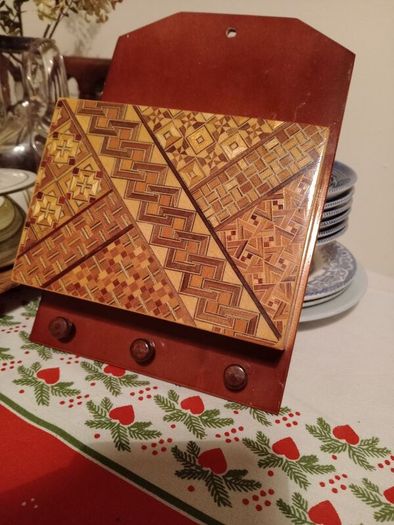 Yosegi letter rack ,wall mounted, marquetry, wooden letter rack