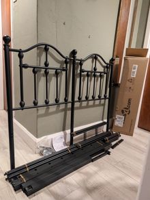 vidaXL Metal Bed Frame without Mattress with Headboard Black 120x190cm