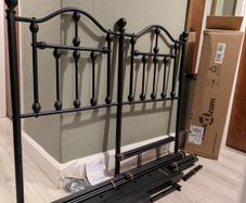 vidaXL Metal Bed Frame without Mattress with Headboard Black 120x190cm