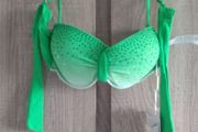 Green push up bikini with rhinestones